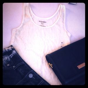 White sequin sleeveless top!